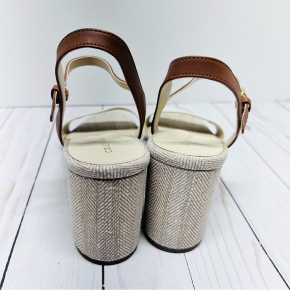Cole Haan NEW Without Box Josie Block Heel Sandal - Cream and Brown Size 8.5 - Picture 7 of 11